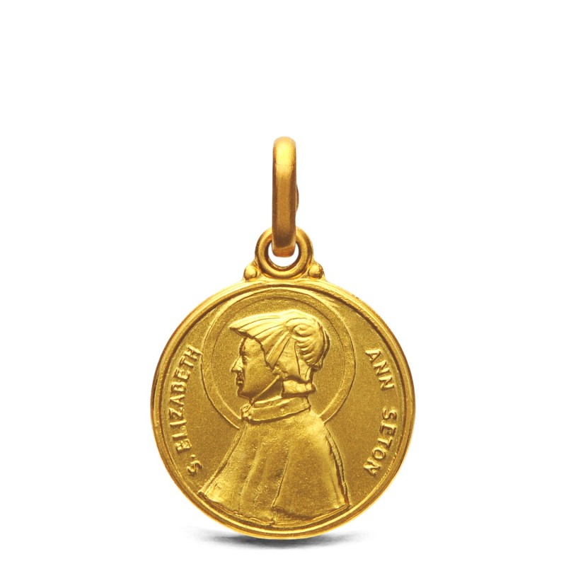 Gold Urbanowicz- shop online- Medalik  złoty Św Elisabeth Ann Seton, 14mm