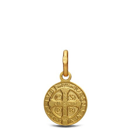 Mały Złoty medalik - Święty Benedykt.  10 mm. 1,3 g