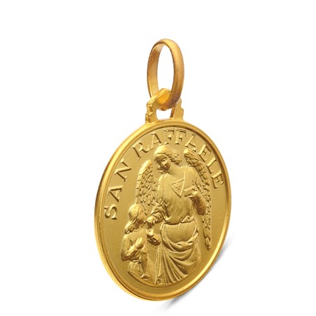 Archanioł Rafał- medalik złoty, 18 mm, 3,3 g