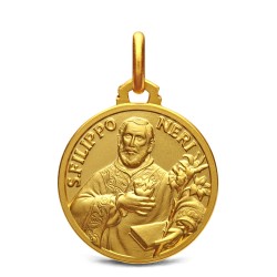 Złoty medalik św Filipa Neri. 18 mm, 3,7g medalik na chrzest
