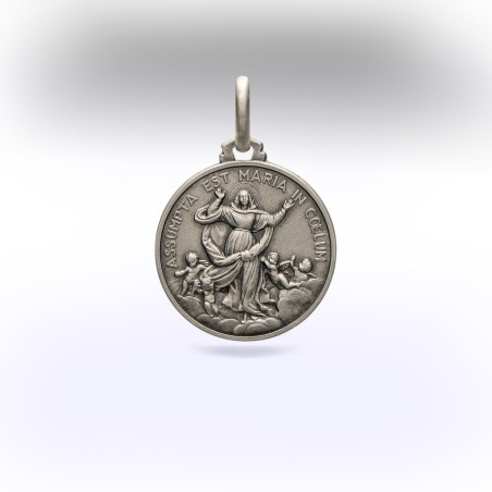 Artystyczny Medalion srebrny Wniebowzięcie Maryi,  21mm, 4,6g - sklep Częstochowa