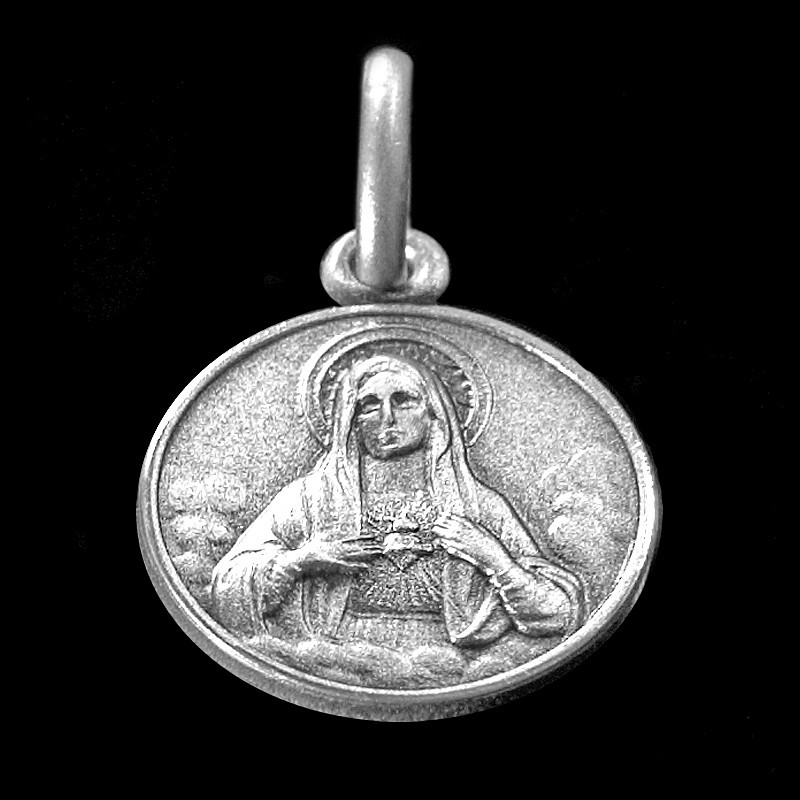 Srebrny medalik - Serce Maryi. 2,95 g 18mm,  Gold Urbanowicz - sklep jubilerski Wrocław
