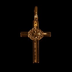 Krzyżyk ze złota ozdobiony błyszczącym wieńcem. Gold Urbanowicz 0,4 g