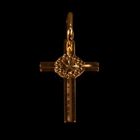 Krzyżyk ze złota ozdobiony błyszczącym wieńcem. Gold Urbanowicz 0,4 g