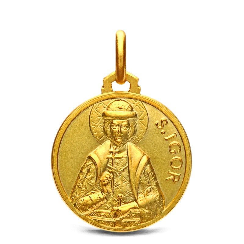 Złoty medalik święty Igor. Medalik ze złota 585 na chrzest. Gold Urbanowicz sklep online Wrocław
