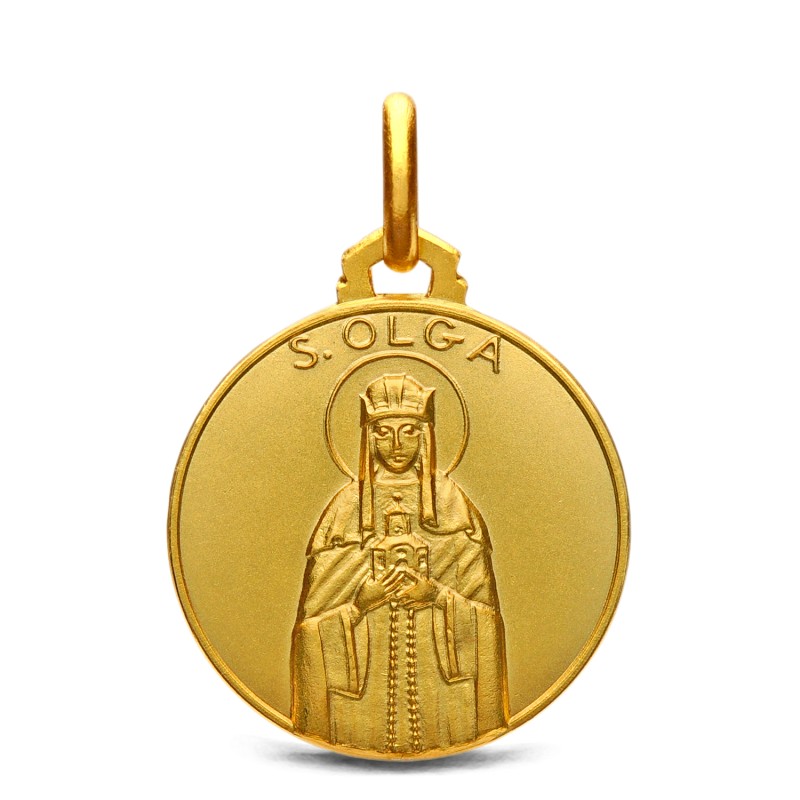 Złoty Medalik świętej Olgi. Medalik ze złota ze św Olgą.