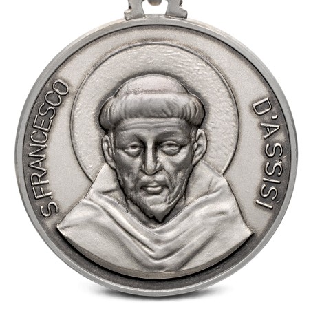 Medalion srebrny Św Franciszka, Medalik srebrny św Franciszka, Wisior św Franciszka ze srebra Ag, 30mm, Sklep Gold Urbanowicz