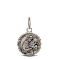 Medalik srebrny z wizerunkiem św Franciszka z Asyzu na Bierzmowanie. 12mm Sklep Gold Urbanowicz