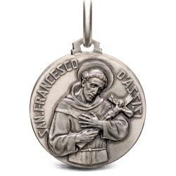 Medalik srebrny św Franciszka z Asyżu, średnica medalika 21mm,