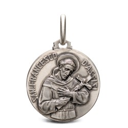 Medalik z wizerunkiem św Franciszka z Asyżu - wykonany ze srebra 925.