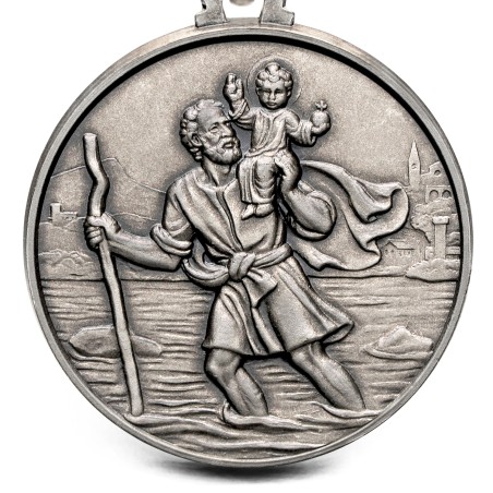Duży medalion srebrny św Krzysztofa 30mm, sklep Gold Urbanowicz