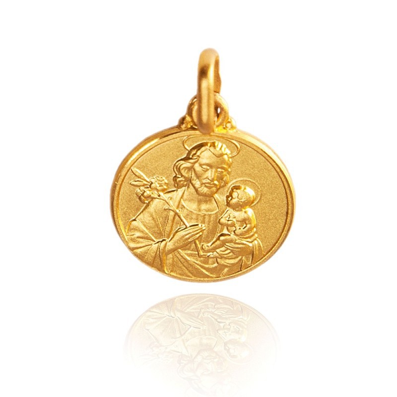 Złoty medalik świętego Józefa z Nazaretu. 14 mm, Gold Urbanowicz