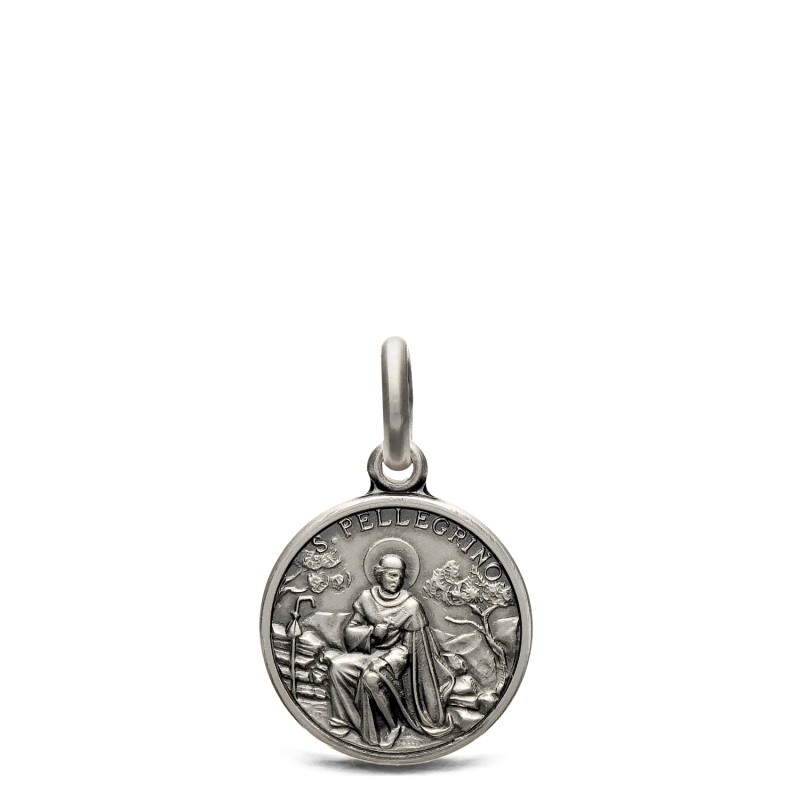 Święty Peregryn. Patron chorych na raka.   Mały Medalik srebrny średnica 10 mm,  1,0g  Gold Urbanowicz