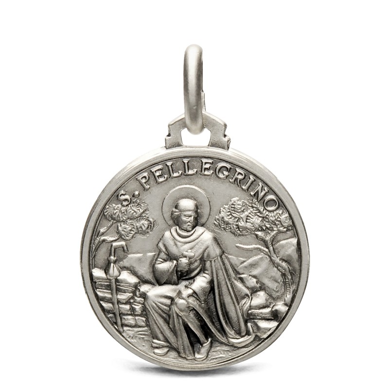 Święty Peregryn. Patron chorych na raka.   Medalik srebrny średnica 18 mm,  3,4g  Gold Urbanowicz