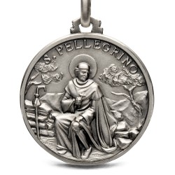 Święty Peregryn. Patron chorych na raka. Medalik srebrny średnica 25 mm,  6,1g  Gold Urbanowicz  shop online