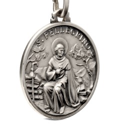 Święty Peregryn. Patron chorych na raka. Medalik srebrny średnica 25 mm,  6,1g  Gold Urbanowicz  shop online