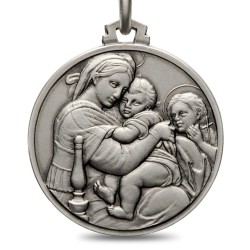 Medalik srebrny Madonna della seggiola 7g Rafael Santi obraz malarski