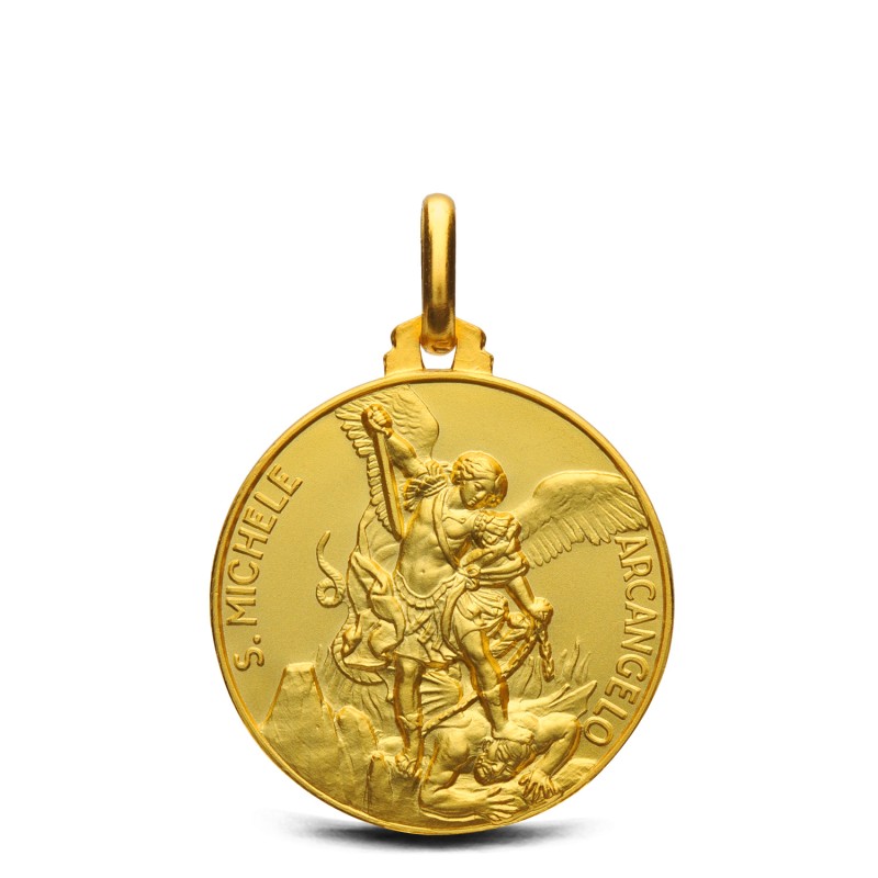 Święty Michał Archanioł.  Złoty medalik  Gold Urbanowicz, 16mm, zawieszka złota, Gdańsk