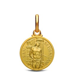 św Sebastian, 14mm, złoty medalik