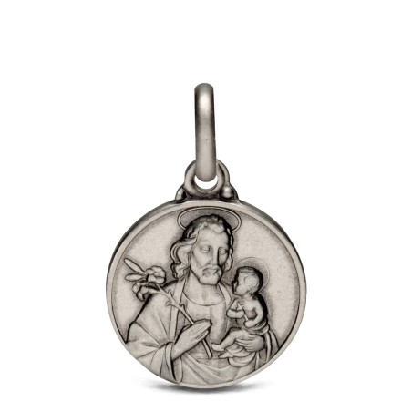 Święty Józef. Patron Rzemieślników.  Medalik ze srebra.  2 g, 14mm,  Gold Urbanowicz- jubiler Gdynia