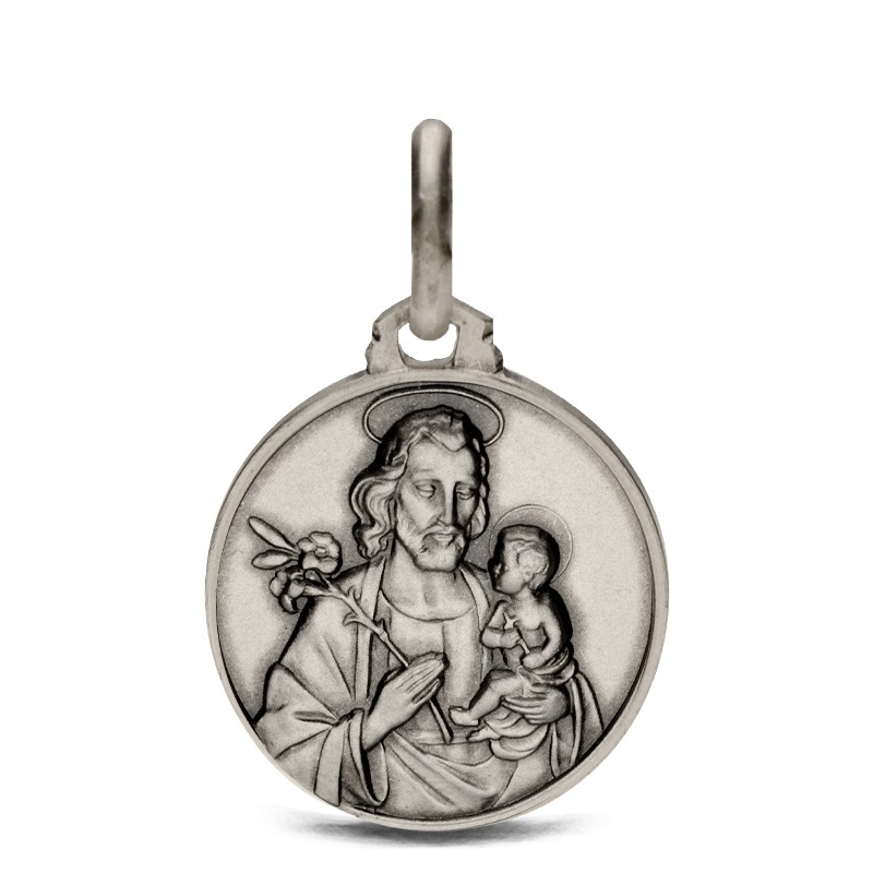 Święty Józef. Patron Rzemieślników.  Medalik ze srebra.  2,55 g, 16mm,  Gold Urbanowicz sklep Kraków