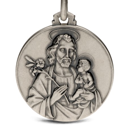 Święty Józef. Medalik ze srebra.  25 mm,  Gold Urbanowicz- sklep jubilerski Sopot