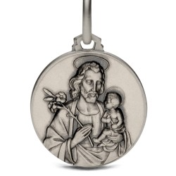 Święty Józef. Patron Rzemieślników.  Medalik ze srebra.  21mm,  Gold Urbanowicz.