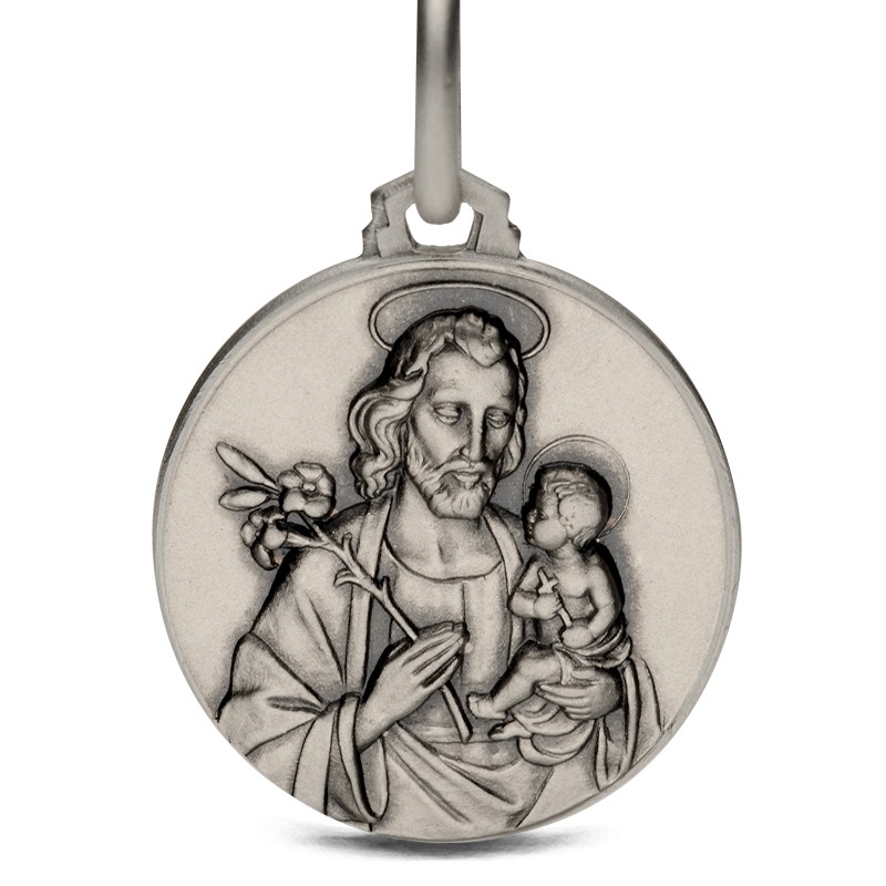 Święty Józef. Patron Rzemieślników.  Medalik ze srebra.  21mm,  Gold Urbanowicz.