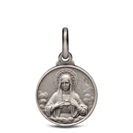 Serce Maryi. Dwustronny Medalik srebrny, 14mm, 2,15g