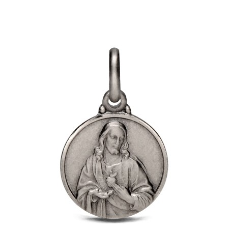 Serce Jezusa Dwustronny Medalik srebrny, 14mm, 2,1