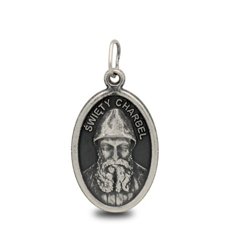 Św Szarbel - medalik dwustronny, oksydowany