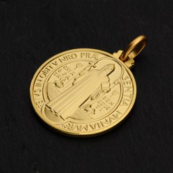 medalik dwustronny - złoty św Benedykt