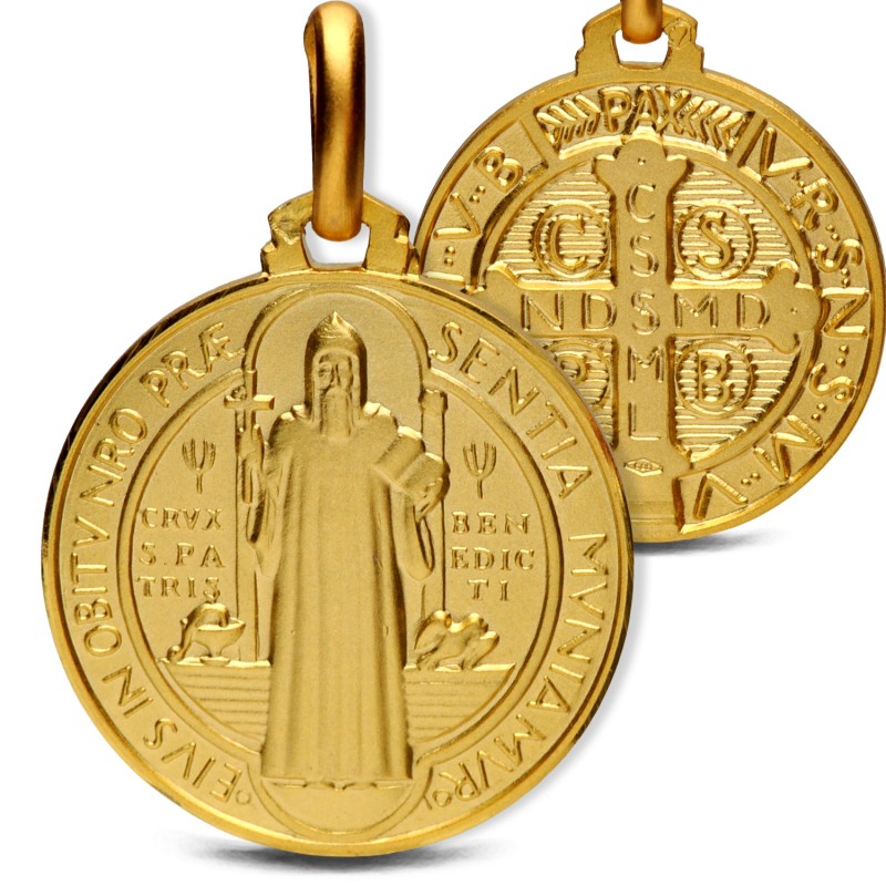 Gold Urbanowicz -Święty Benedykt. Złoty medalik 21 mm