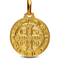 Św Benedykt.  Złoty medalik 21 mm - 585 Au