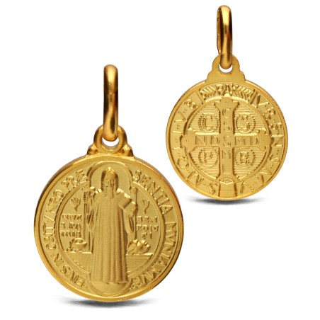 Złoty medalik - Święty Benedykt. 2,90 g 14 mm, Gold Urbanowicz