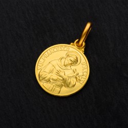 zloty medalik, rzezbiony, św Franciszek
