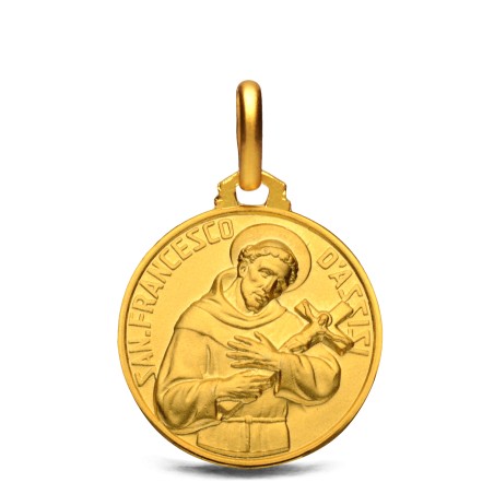Złoty medalik Św Franciszka z Asyżu