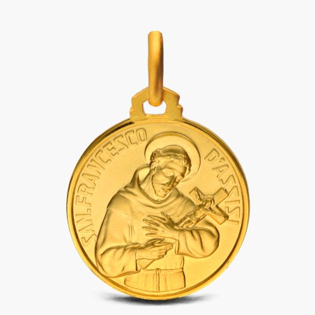 Złoty Medalik Św Franciszka, duży i pięknie rzeźbiony