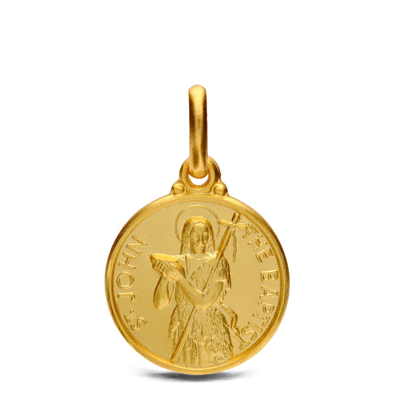 Jan Chrzciciel.  Złoty medalik  14 mm,  Medalik Jana Chrzciciela. Gold Urbanowicz