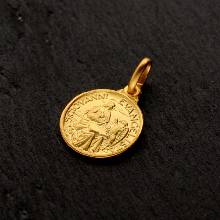 Złoty medalik,  14 mm - z Janem Ewangelistą