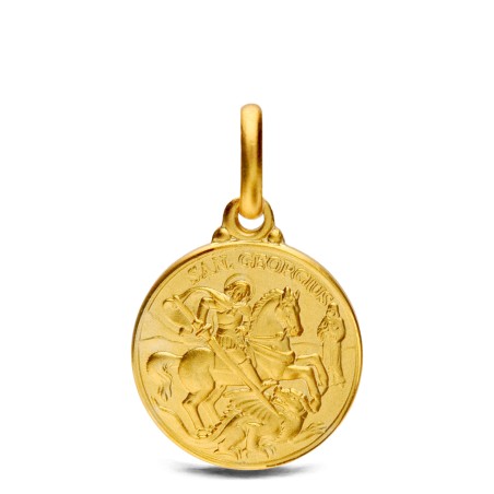 Złoty medalik - Święty Jerzy. Patron artystów, żołnierzy, wędrowców. średnica 14 mm   2,3 g Gold Urbanowicz