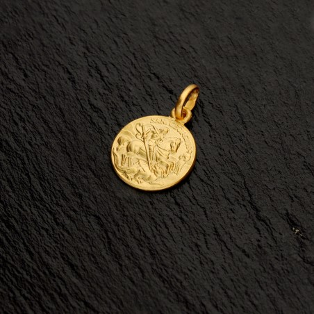 Święty Jerzy. Patron artystów, żołnierzy, wędrowców. Złoty medalik. średnica 12 mm   1,5 g Gold Urbanowicz