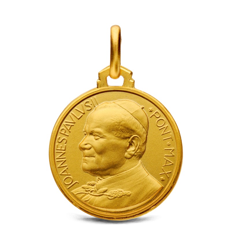 Złoty medalik - Św Jana Pawła II. 18 mm Gold Urbanowicz - Kielce