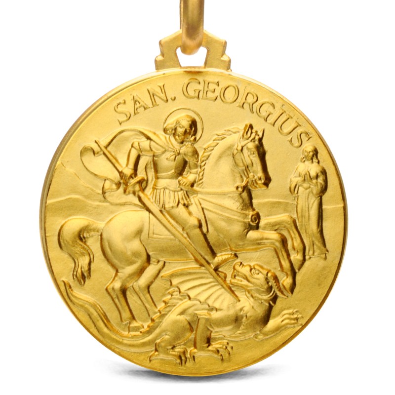 Święty Jerzy. Patron artystów, żołnierzy, wędrowców. Złoty medalik. średnica 25 mm   8.7g Gold Urbanowicz