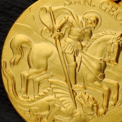 Złoty medalik św Jerzego na chrzest. Gold Urbanowicz jubiler Bydgoszcz
