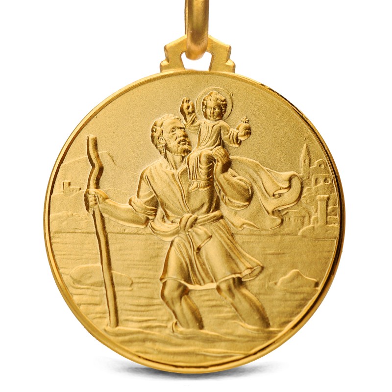 Sklep jubilerski Gold Urbanowicz - Medalion złoty świętego Krzysztofa - 25mm.