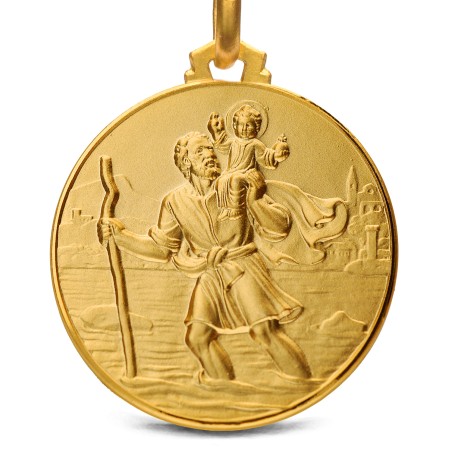 Sklep jubilerski Gold Urbanowicz - Medalion złoty świętego Krzysztofa - 25mm.