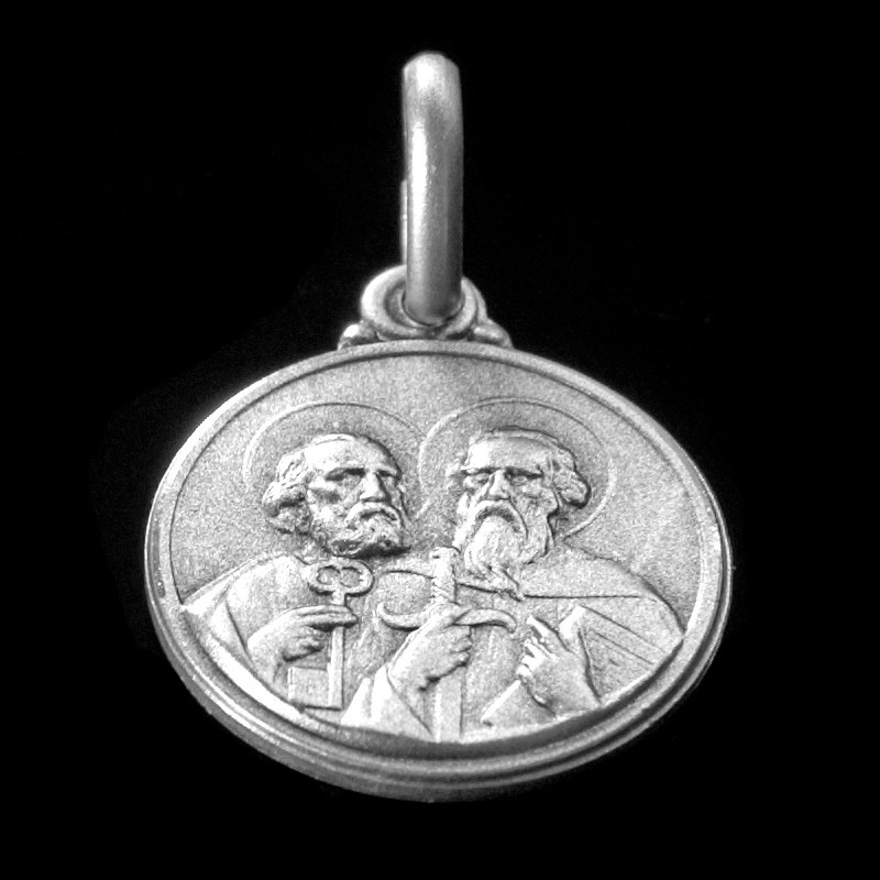 Święty Piotr i Paweł. 14mm, 2.0 g  Medalik srebrny. Gold Urbanowicz