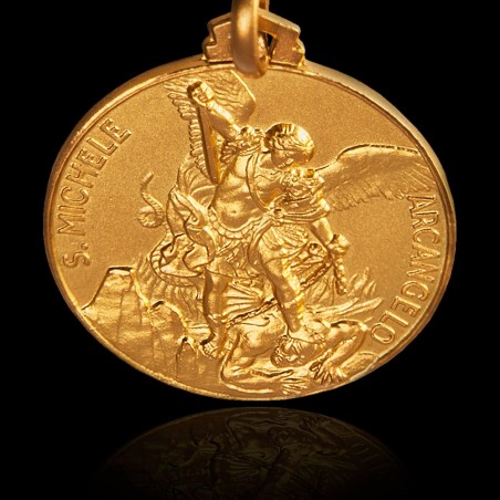 Święty Michał Archanioł.  Złoty medalik . średnica 30 mm,  14 g  Gold Urbanowicz