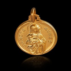 Święta Agnieszka. Patronka dzieci. Złoty medalik. 18 mm  3,8 g  Gold Urbanowicz 